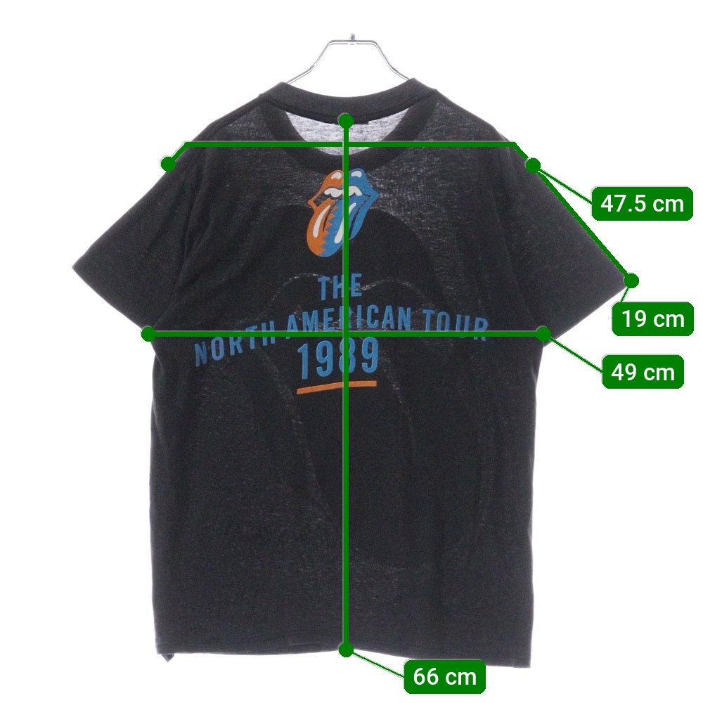 VINTAGE(ヴィンテージ) 80s ROLLING STONES ローリングストーンズ 1989 NORTH AMERICAN TOUR クルーネック半袖Tシャツ カットソー ブラック