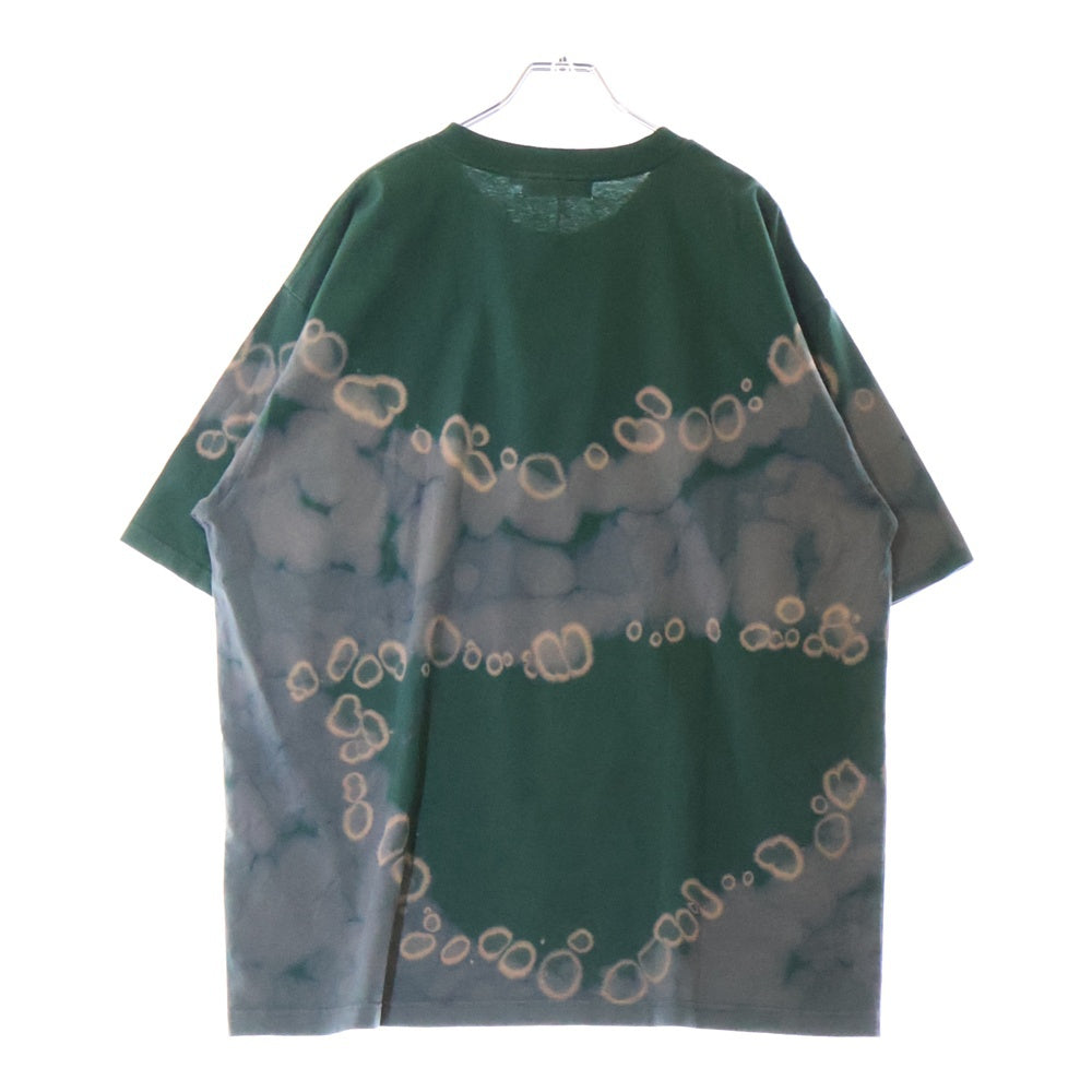 A BATHING APE(アベイシングエイプ) HAND DYE COLLEGE RELAXED FIT Tee フロントプリント クルーネック半袖Tシャツカットソー グリーン 001CSL301015M