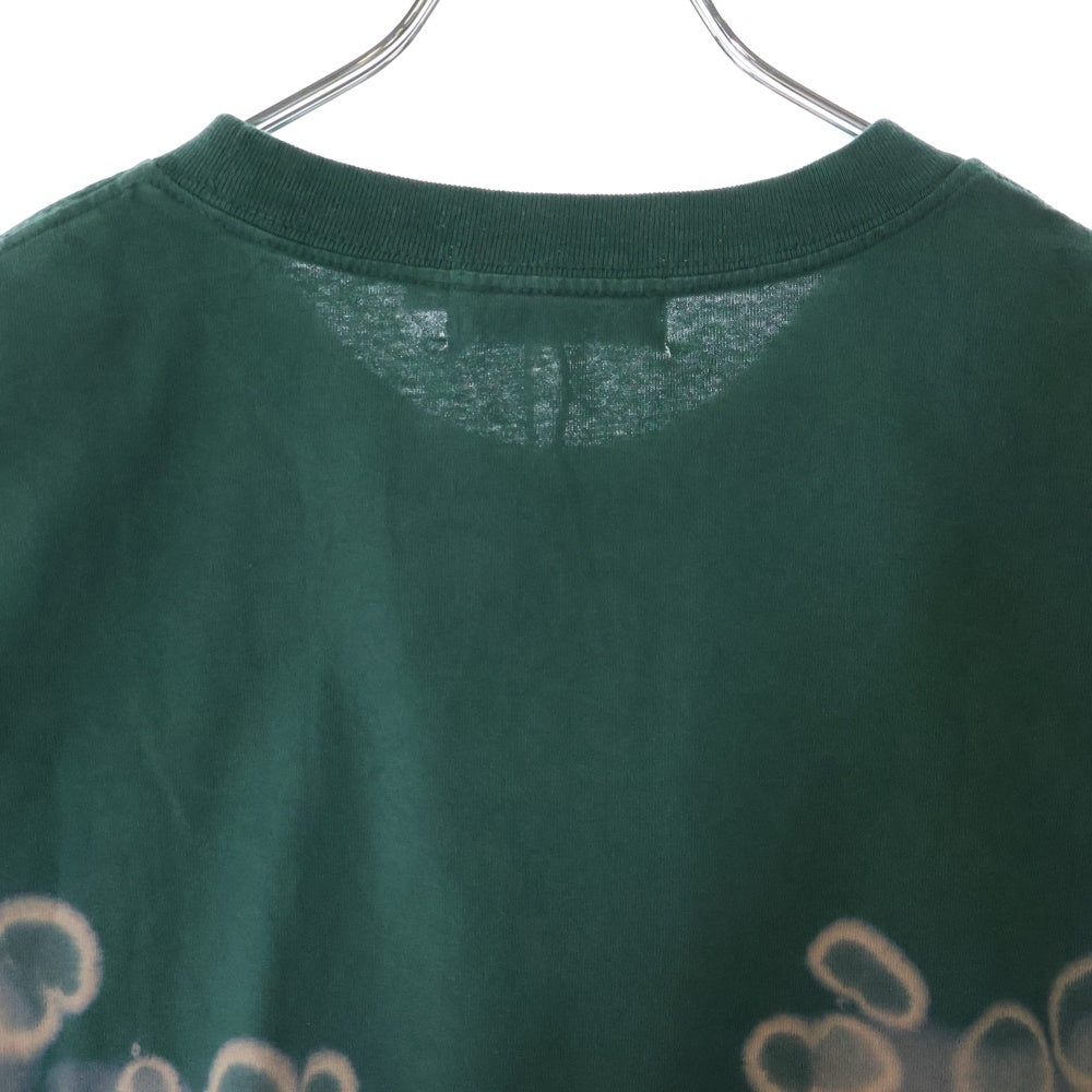 A BATHING APE(アベイシングエイプ) HAND DYE COLLEGE RELAXED FIT Tee フロントプリント クルーネック半袖Tシャツカットソー グリーン 001CSL301015M