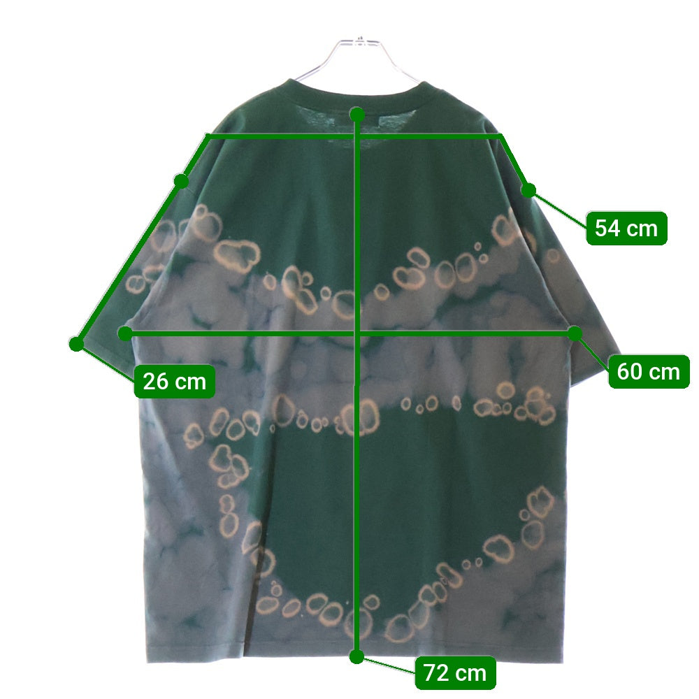 A BATHING APE(アベイシングエイプ) HAND DYE COLLEGE RELAXED FIT Tee フロントプリント クルーネック半袖Tシャツカットソー グリーン 001CSL301015M