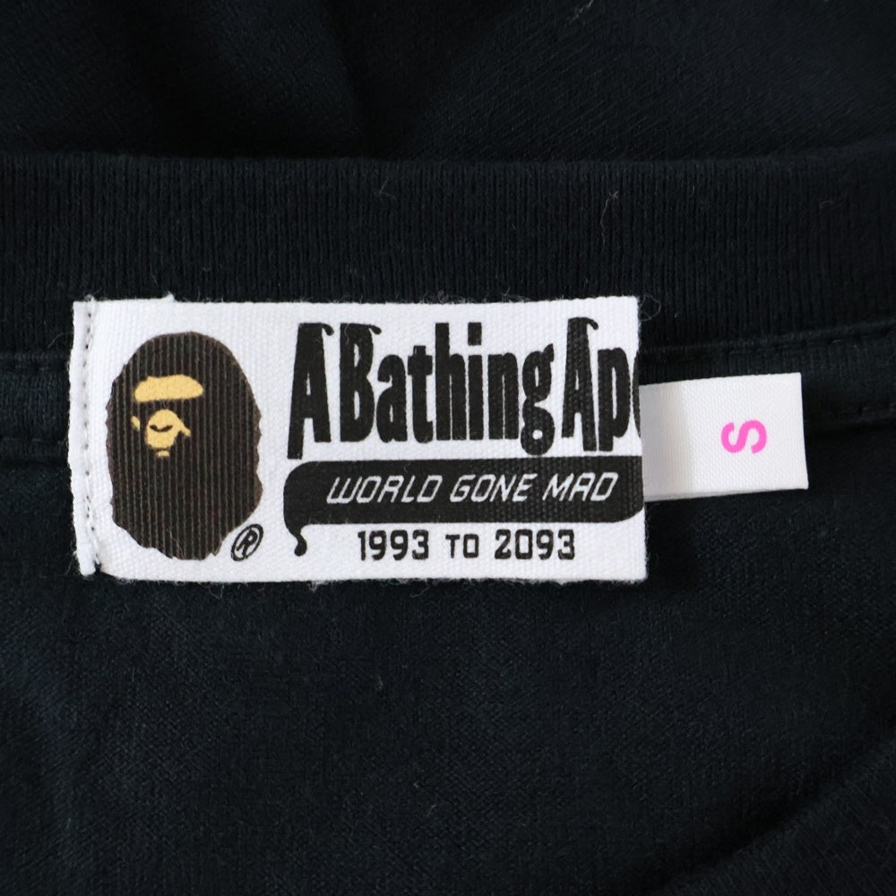 A BATHING APE(アベイシングエイプ) CRYSTAL APE HEAD OVERSIZED TEE クリスタルラメプリント クルーネック半袖Tシャツカットソー レディース ブラック 001CSL302008L