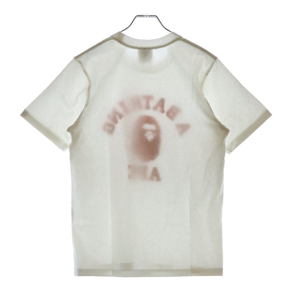 A BATHING APE(アベイシングエイプ) ABC CAMO COLLEGE TEE フロントプリント クルーネック半袖Tシャツカットソー レディース ホワイト/ピンク 001TEL8020005L