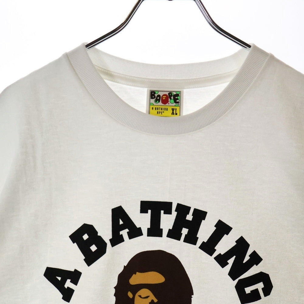 A BATHING APE(アベイシングエイプ) COLLEGE TEE フロントプリント クルーネック半袖Tシャツカットソー ホワイト 001TEL801001M