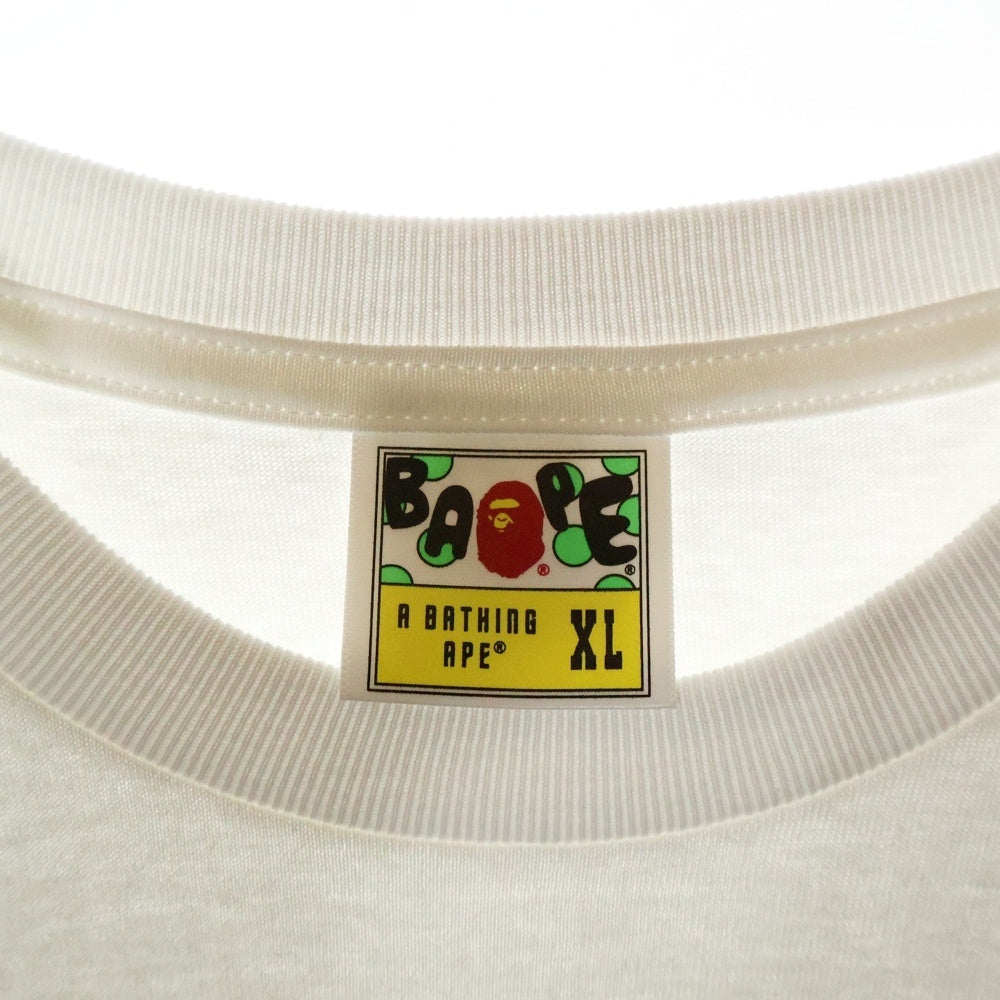 A BATHING APE(アベイシングエイプ) COLLEGE TEE フロントプリント クルーネック半袖Tシャツカットソー ホワイト 001TEL801001M