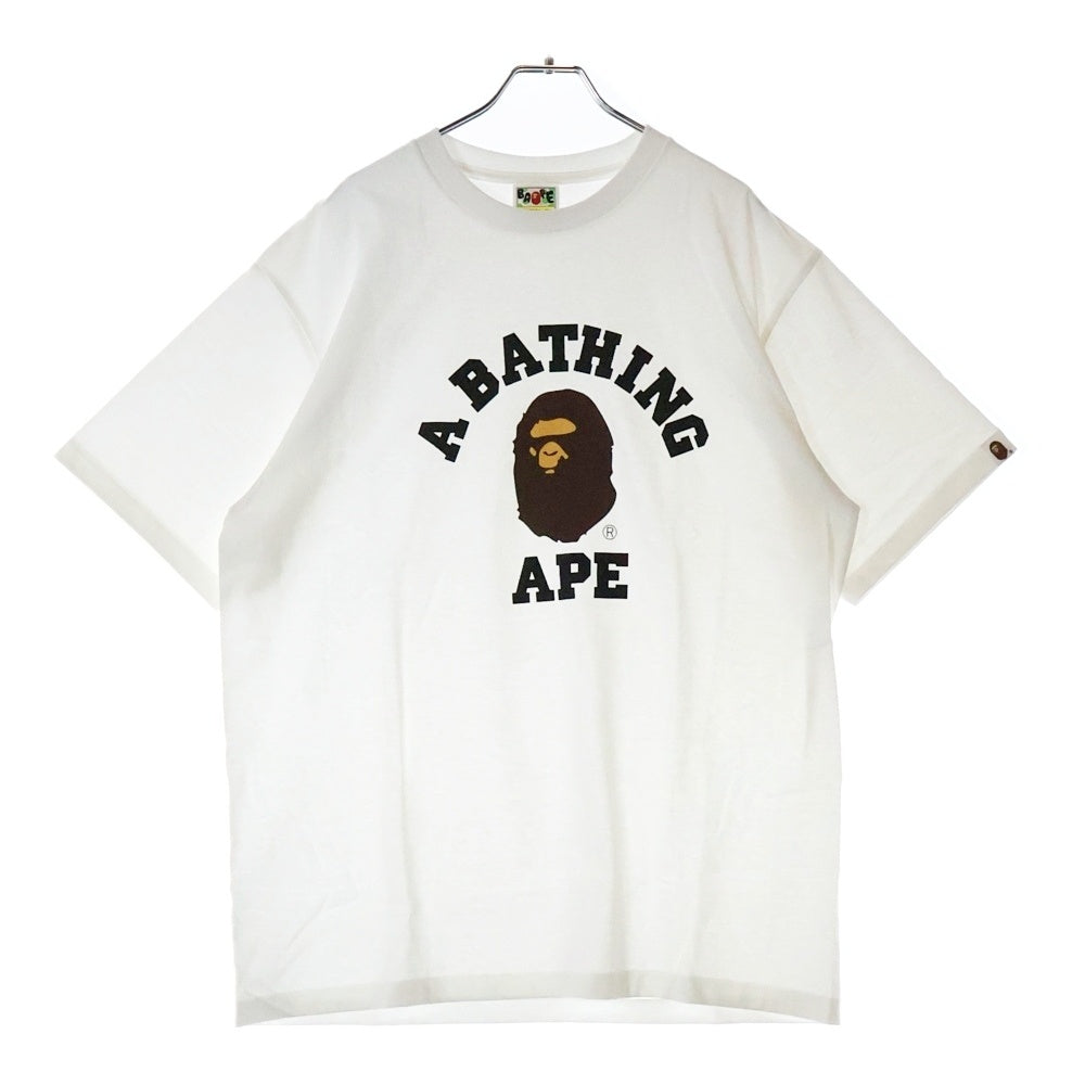 A BATHING APE(アベイシングエイプ) COLLEGE TEE フロントプリント クルーネック半袖Tシャツカットソー ホワイト 001TEL801001M