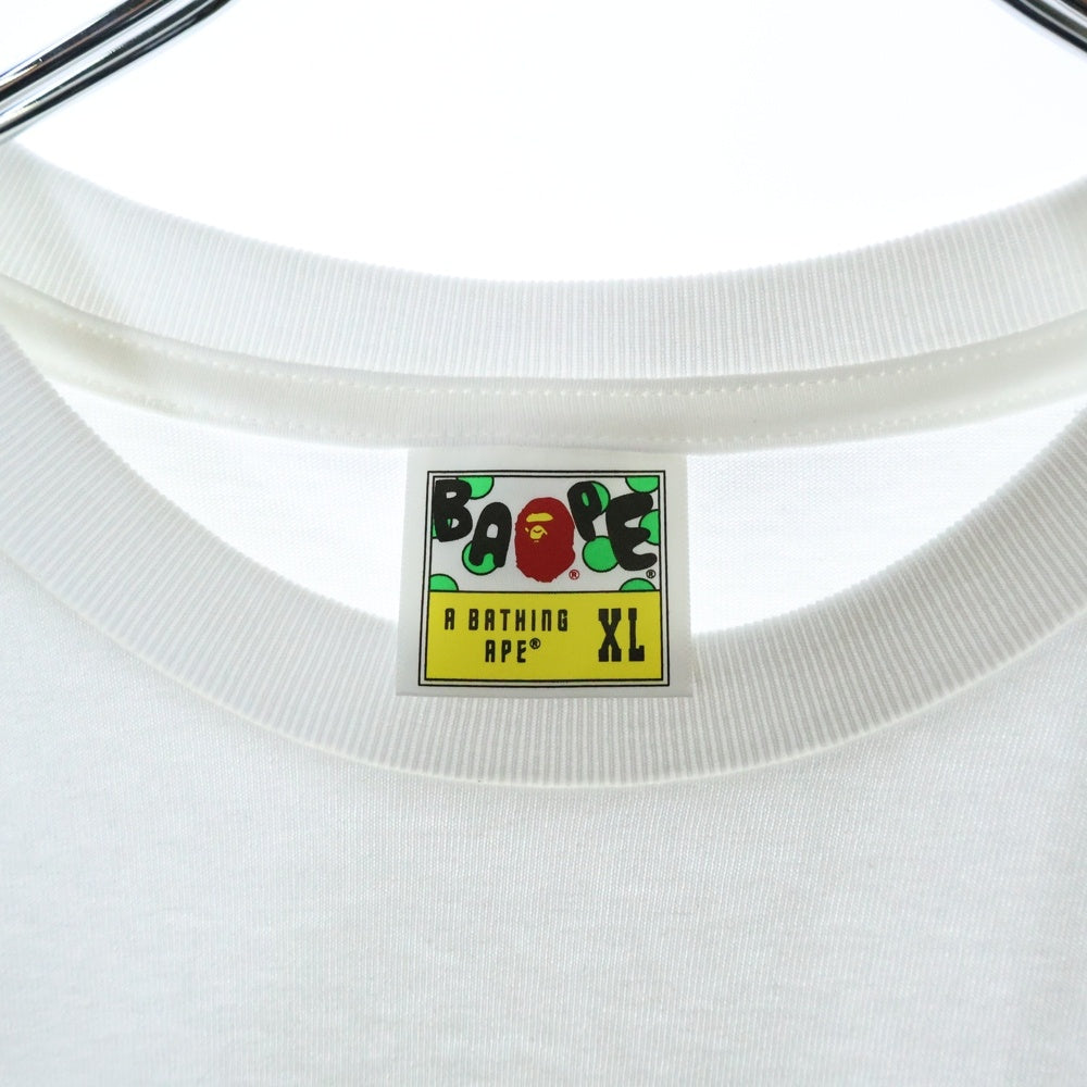 A BATHING APE(アベイシングエイプ) COLLEGE TEE フロントプリント クルーネック半袖Tシャツカットソー ホワイト 001TEL801001M