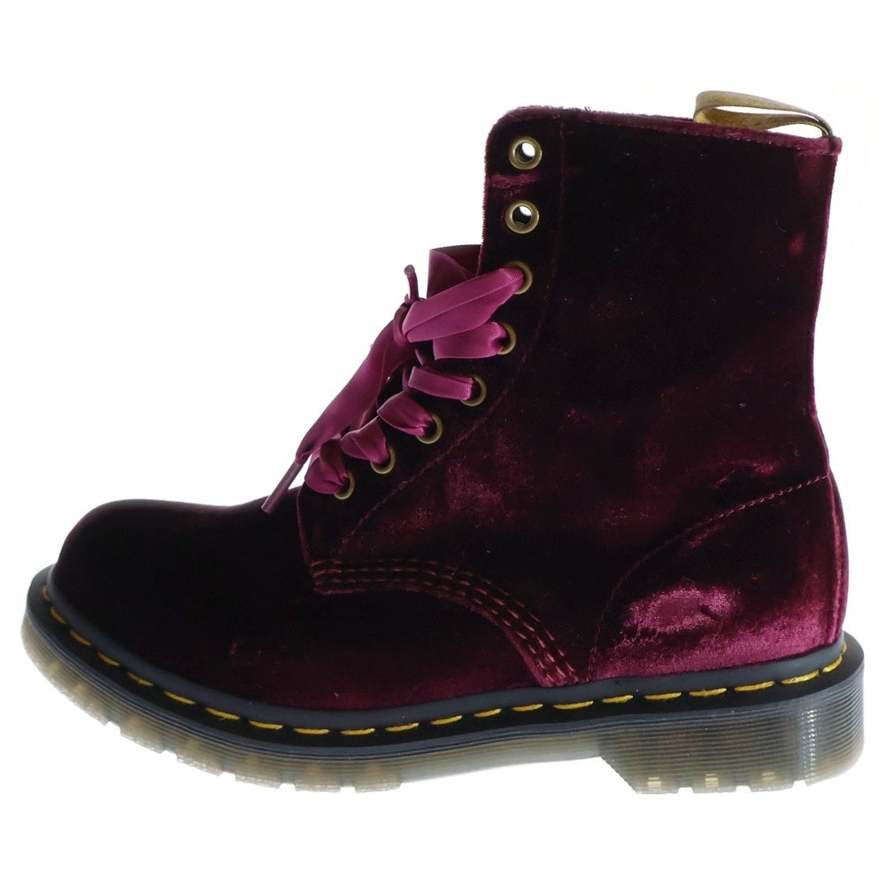 Dr.Martens(ドクターマーチン) VEGAN 8ホール リボンシューレース ベルベットブーツ レディース ボルドー 1460