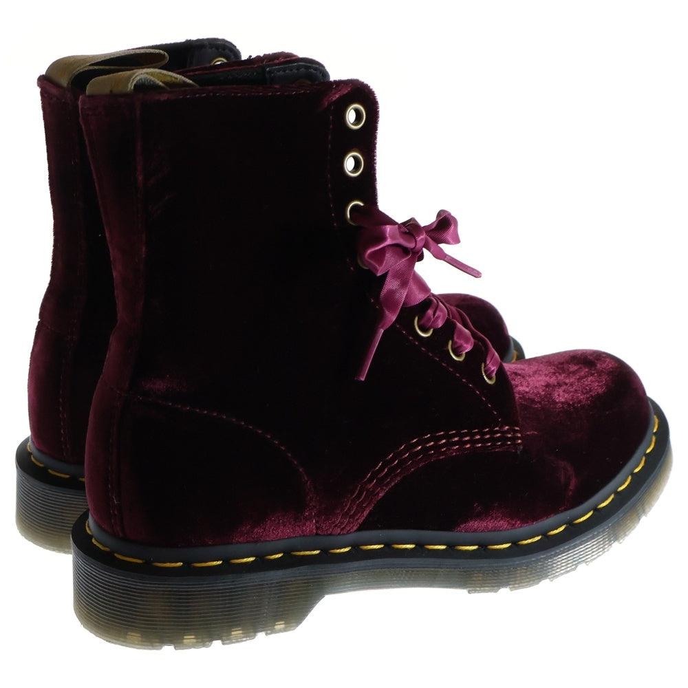 Dr.Martens(ドクターマーチン) VEGAN 8ホール リボンシューレース ベルベットブーツ レディース ボルドー 1460