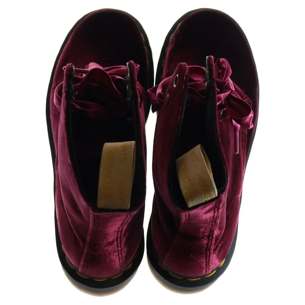 Dr.Martens(ドクターマーチン) VEGAN 8ホール リボンシューレース ベルベットブーツ レディース ボルドー 1460