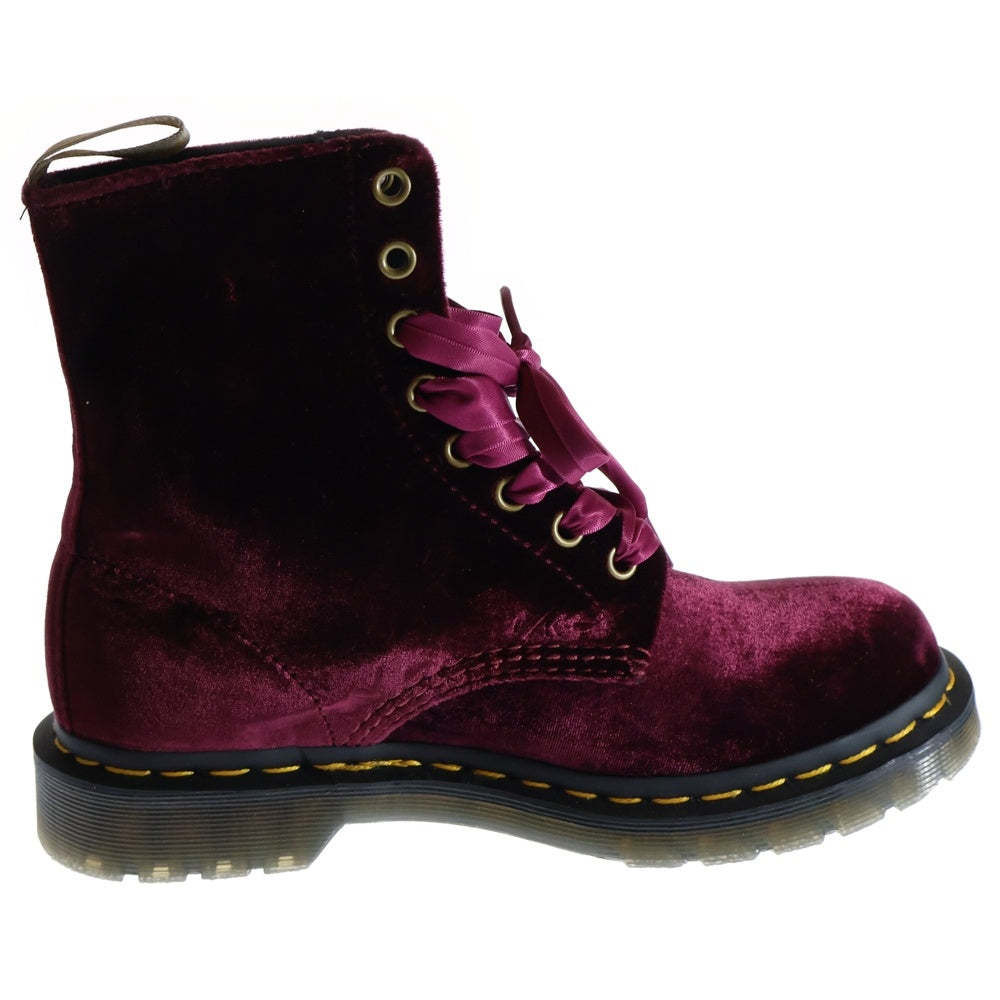Dr.Martens(ドクターマーチン) VEGAN 8ホール リボンシューレース ベルベットブーツ レディース ボルドー 1460