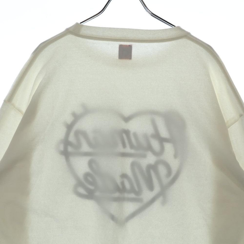 HUMAN MADE(ヒューマンメイド) 22AW HEART L/S Tee ハートロゴプリント クルーネック長袖Tシャツカットソー ホワイト