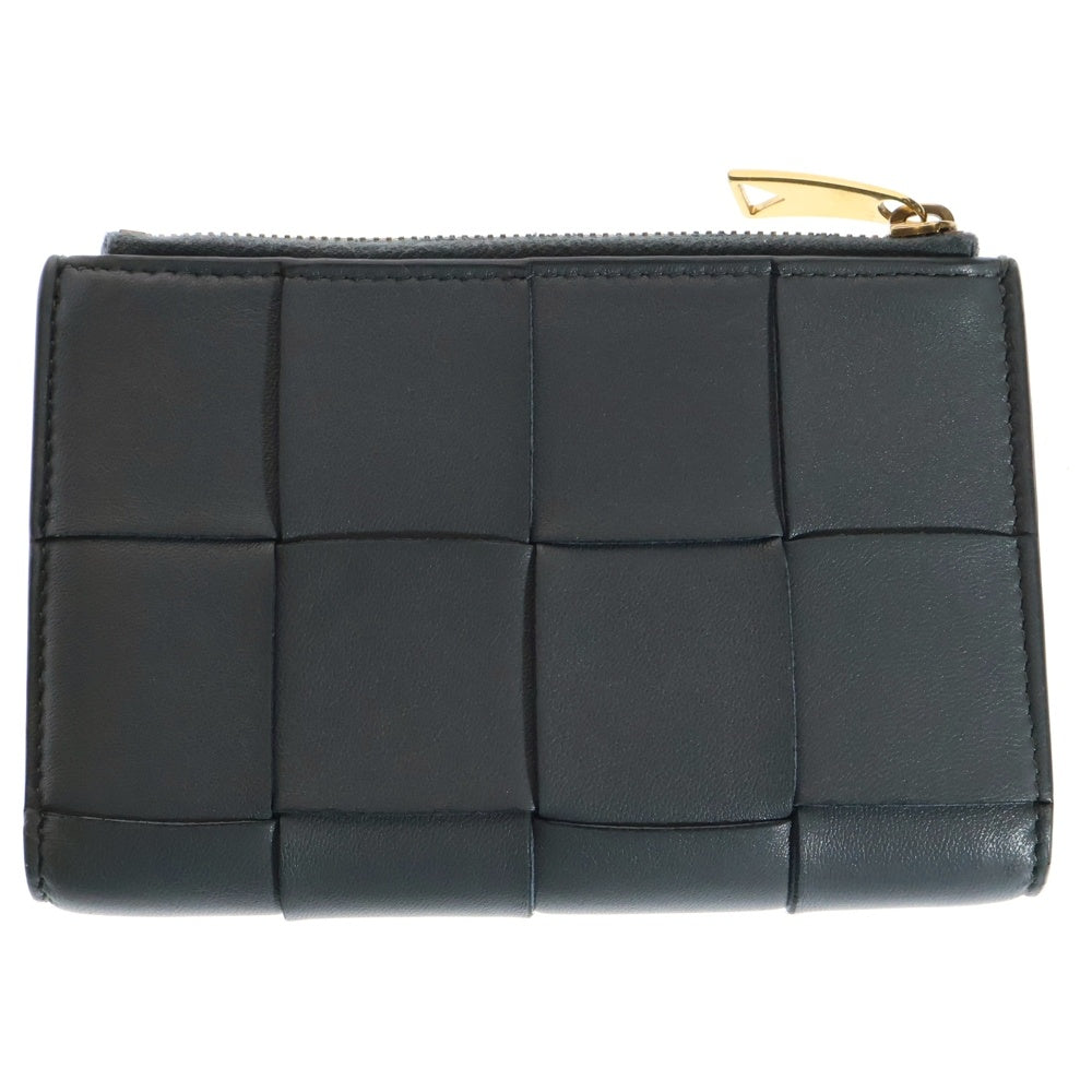 BOTTEGA VENETA(ボッテガヴェネタ) マキシイントレチャート レザー 二つ折りファスナーウォレット グレー
