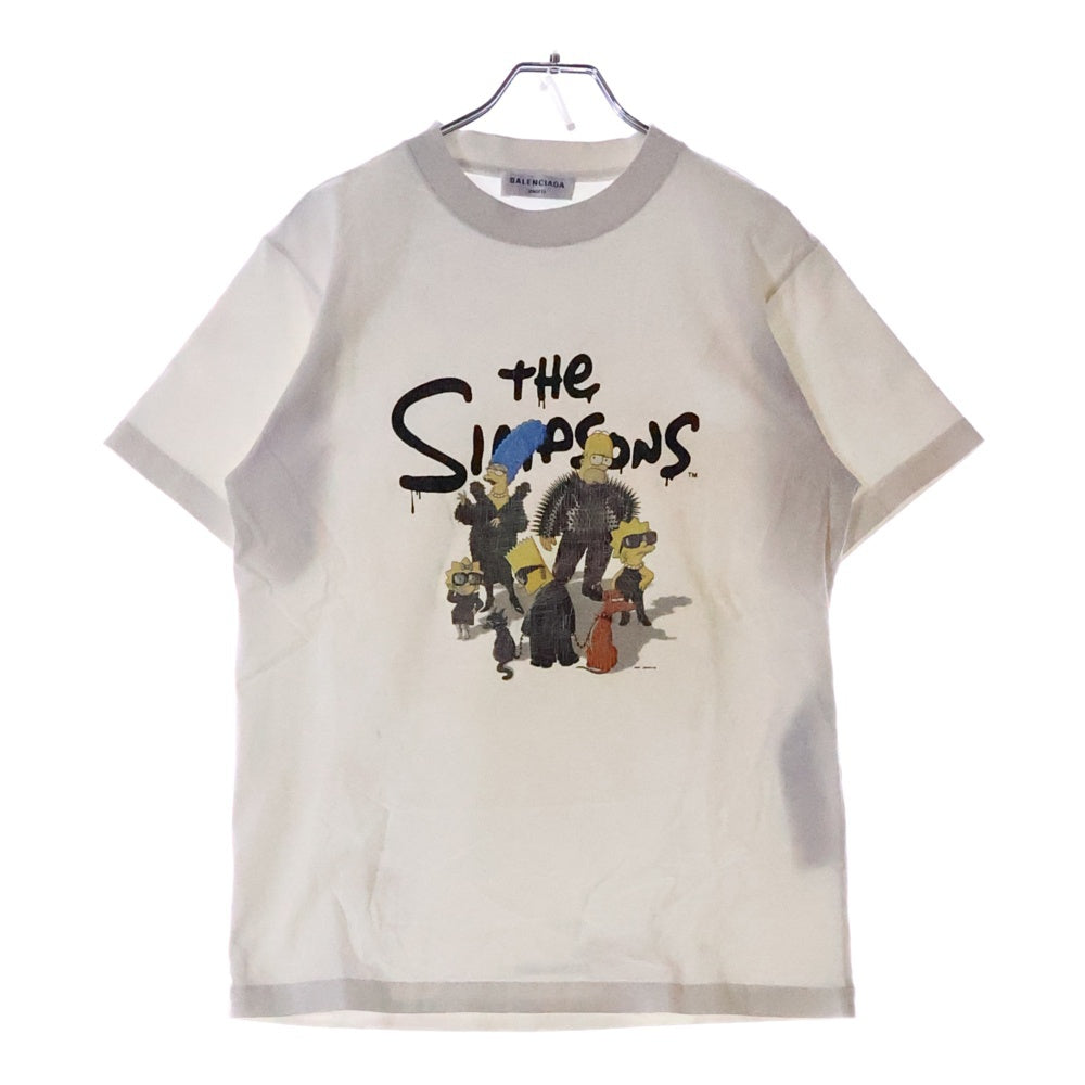 BALENCIAGA(バレンシアガ) 21AW ×The Simpsons Oversized Tee ザ・シンプソンズ オーバーサイズフロントプリント 半袖ｃカットソー 670943 TLVG7 ホワイト