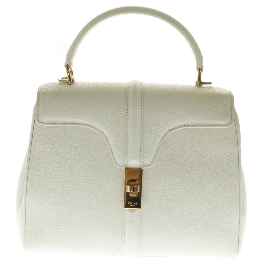 CELINE(セリーヌ) セーズ16 スモール 2WAYハンドショルダーバッグ ゴールド金具 レディース ホワイト レザー 197983BEY.00WC