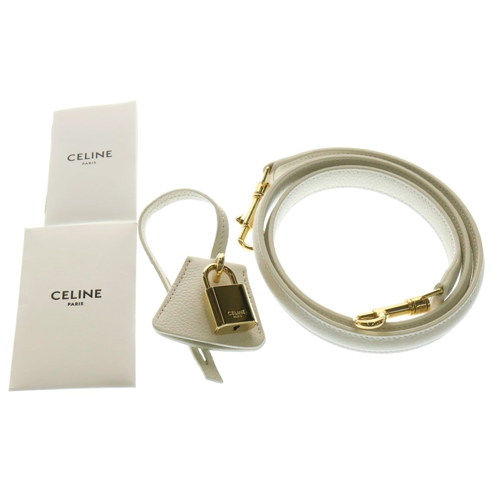 CELINE(セリーヌ) セーズ16 スモール 2WAYハンドショルダーバッグ ゴールド金具 レディース ホワイト レザー 197983BEY.00WC