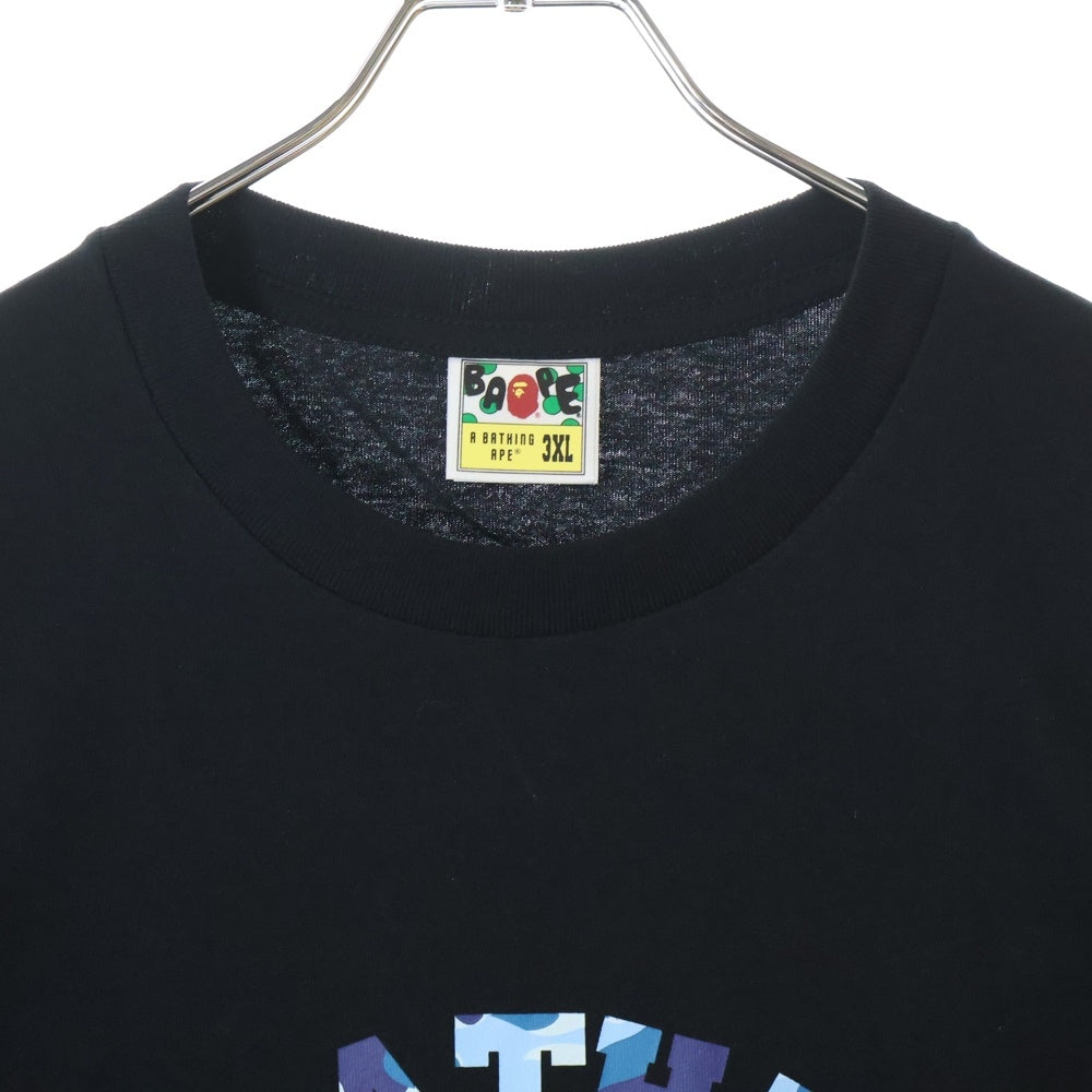 A BATHING APE(アベイシングエイプ) ABC CAMO COLLEGE TEE ABC カモ カレッジプリント クルーネックTシャツカットソー ブラック/ブルー 001TEL801005M
