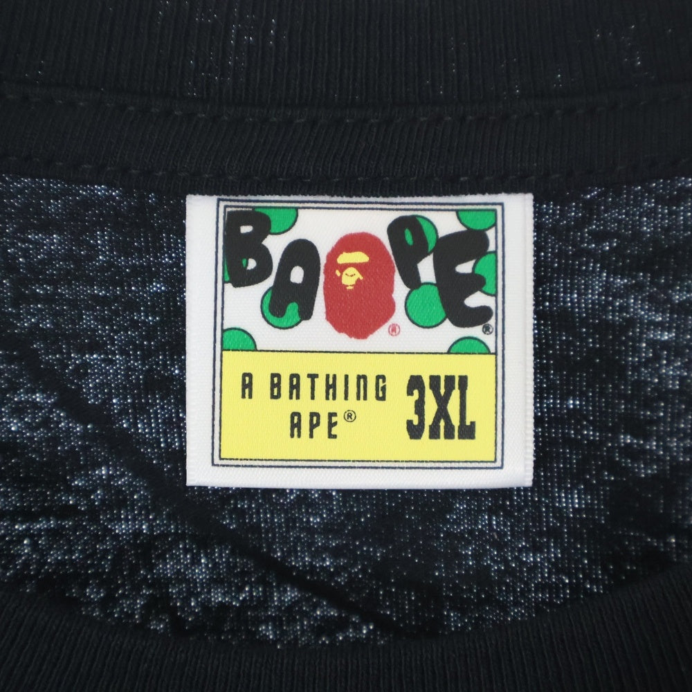 A BATHING APE(アベイシングエイプ) ABC CAMO COLLEGE TEE ABC カモ カレッジプリント クルーネックTシャツカットソー ブラック/ブルー 001TEL801005M