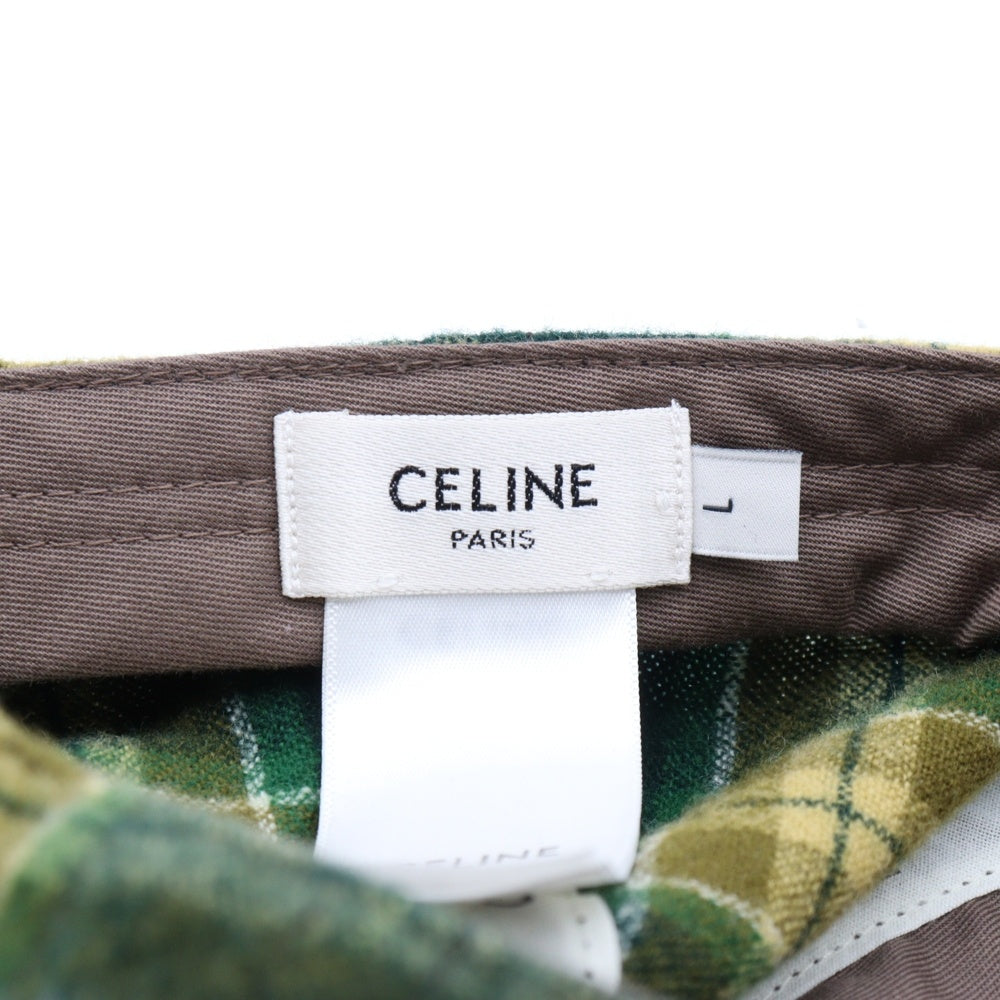 CELINE(セリーヌ) 22AW イニシャル スナップバックチェックキャップ グリーン 2AUY8499R