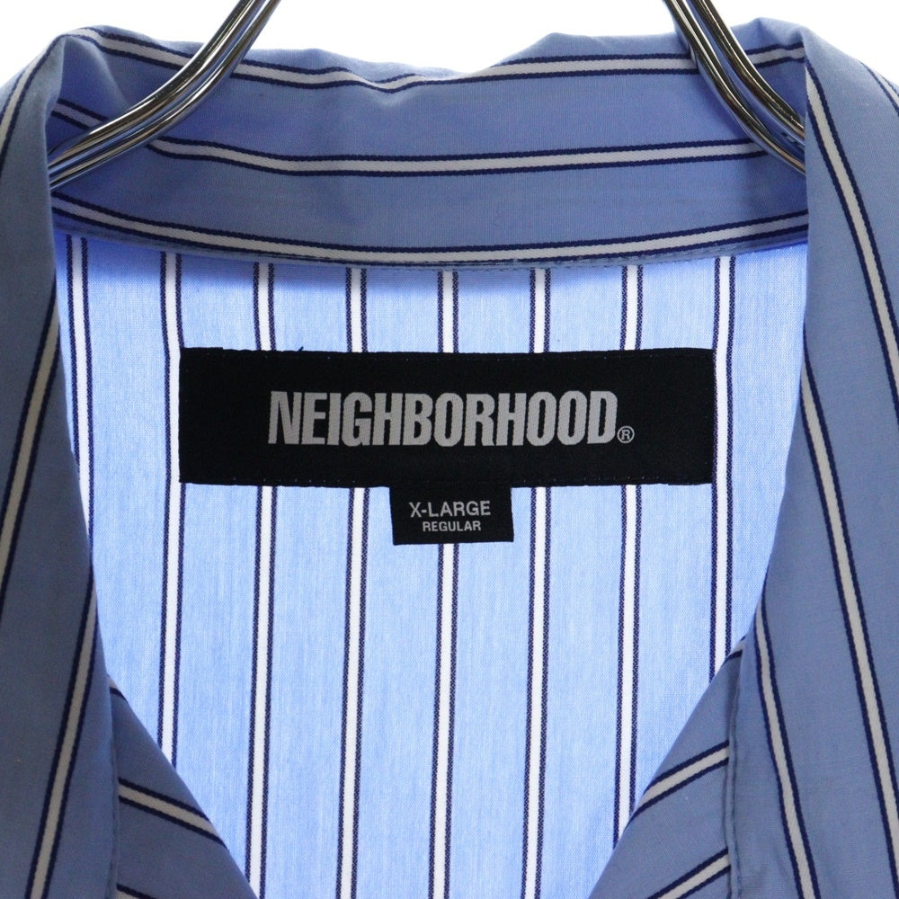 NEIGHBORHOOD(ネイバーフッド) 24AW STRIPE WORK SHIRT ストライプワークシャツ 長袖開襟シャツ ブルー242TSNH-SHM02