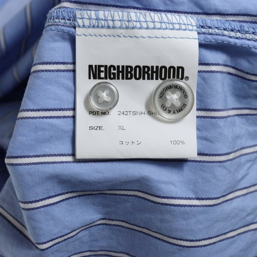 NEIGHBORHOOD(ネイバーフッド) 24AW STRIPE WORK SHIRT ストライプワークシャツ 長袖開襟シャツ ブルー242TSNH-SHM02