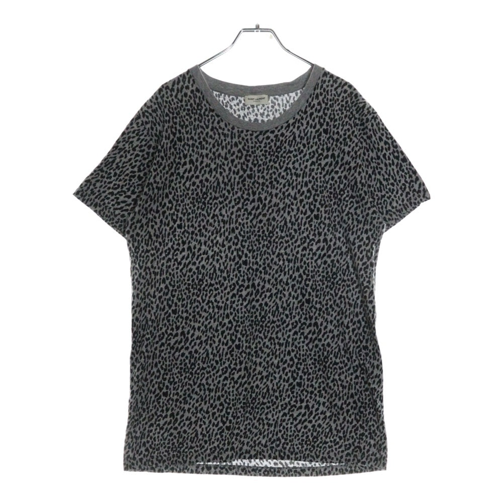 SAINT LAURENT PARIS(サンローランパリ) 14AW レオパード柄 クルーネック半袖Tシャツカットソー グレー 361938