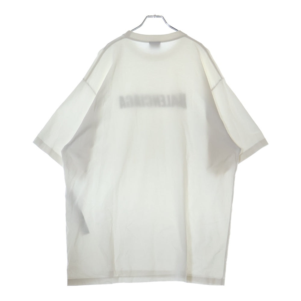 BALENCIAGA(バレンシアガ) 21SS Caps Destroyed Flatground デストロイ加工 フロントロゴプリント クルーネック半袖Tシャツカットソー ホワイト KT93 651795TNVL19040
