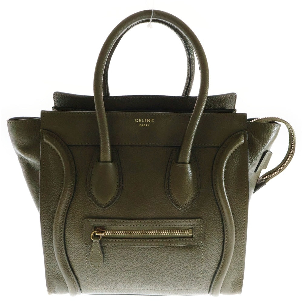 CELINE(セリーヌ) ラゲージ マイクロ レザーハンドトートバッグ カーキ 167793LUG.31JG