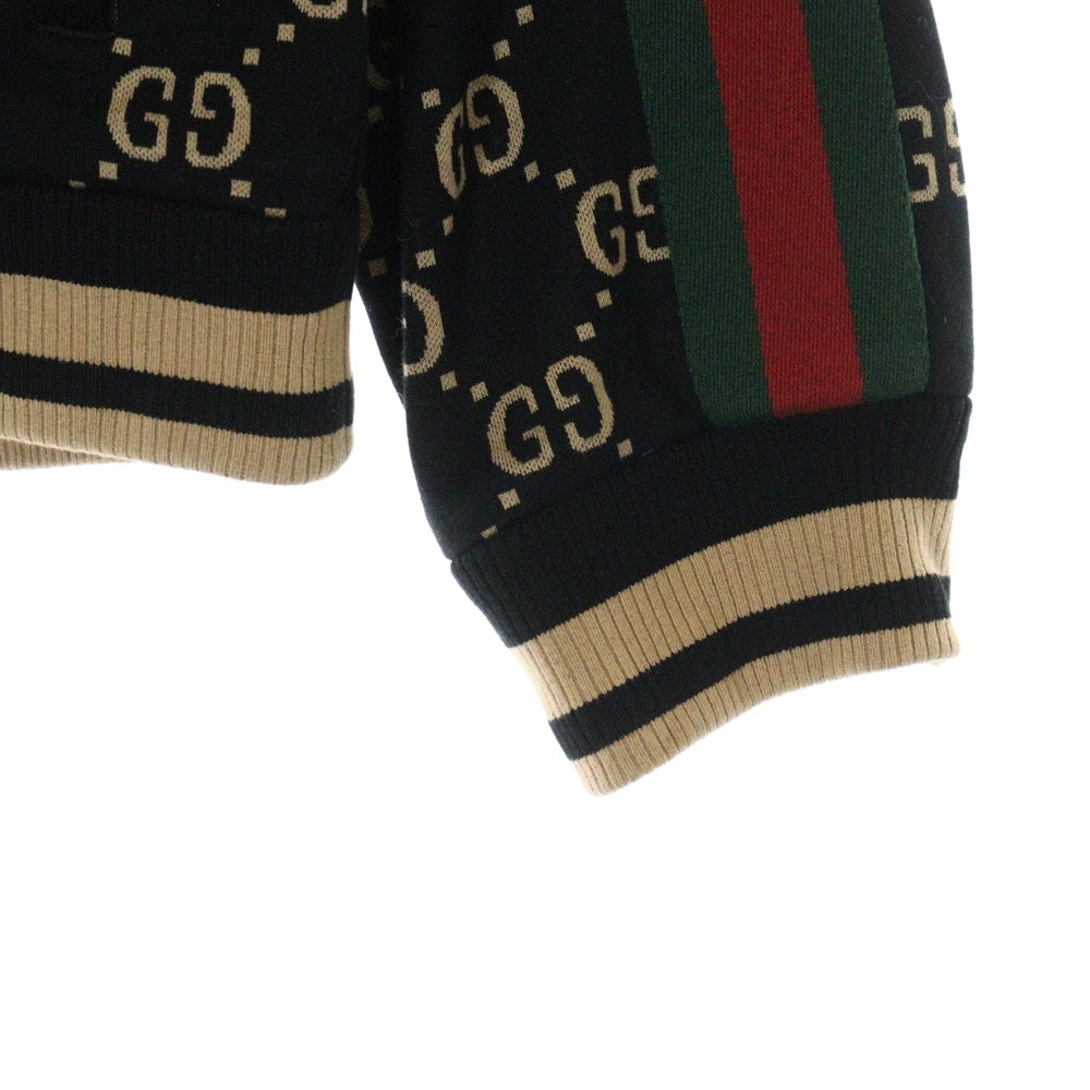 GUCCI(グッチ) GGコットンジャージー 総柄ジップアップジャケット ブラック/ベージュ 695955