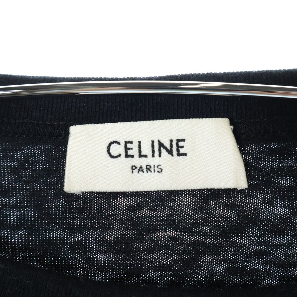CELINE(セリーヌ) フロントロゴプリント クロップド 七分丈ボクシーTシャツ レディース ブラック 2X92I668W.38AW