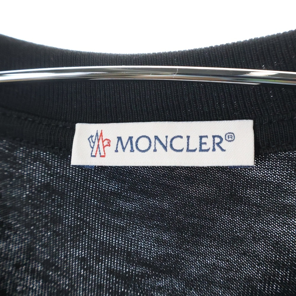 MONCLER(モンクレール) SS T-SHIRT ネックロゴ クルーネック半袖Tシャツカットソー ブラック J10918C00044 8390T