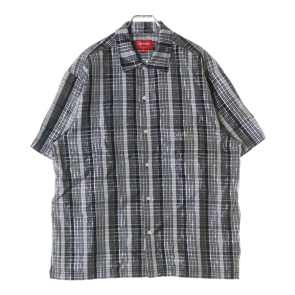 SUPREME(シュプリーム) 23SS Metallic Plaid S/S shirt メタリックプレイドチェック総柄半袖シャツ グレー
