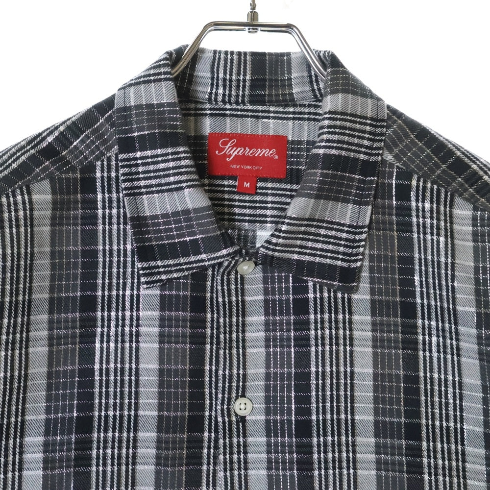 SUPREME(シュプリーム) 23SS Metallic Plaid S/S shirt メタリックプレイドチェック総柄半袖シャツ グレー