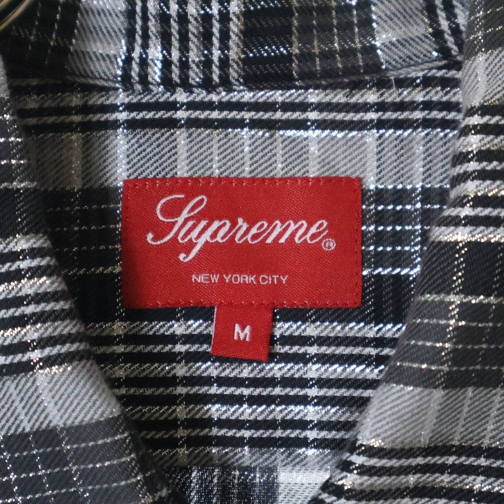 SUPREME(シュプリーム) 23SS Metallic Plaid S/S shirt メタリックプレイドチェック総柄半袖シャツ グレー