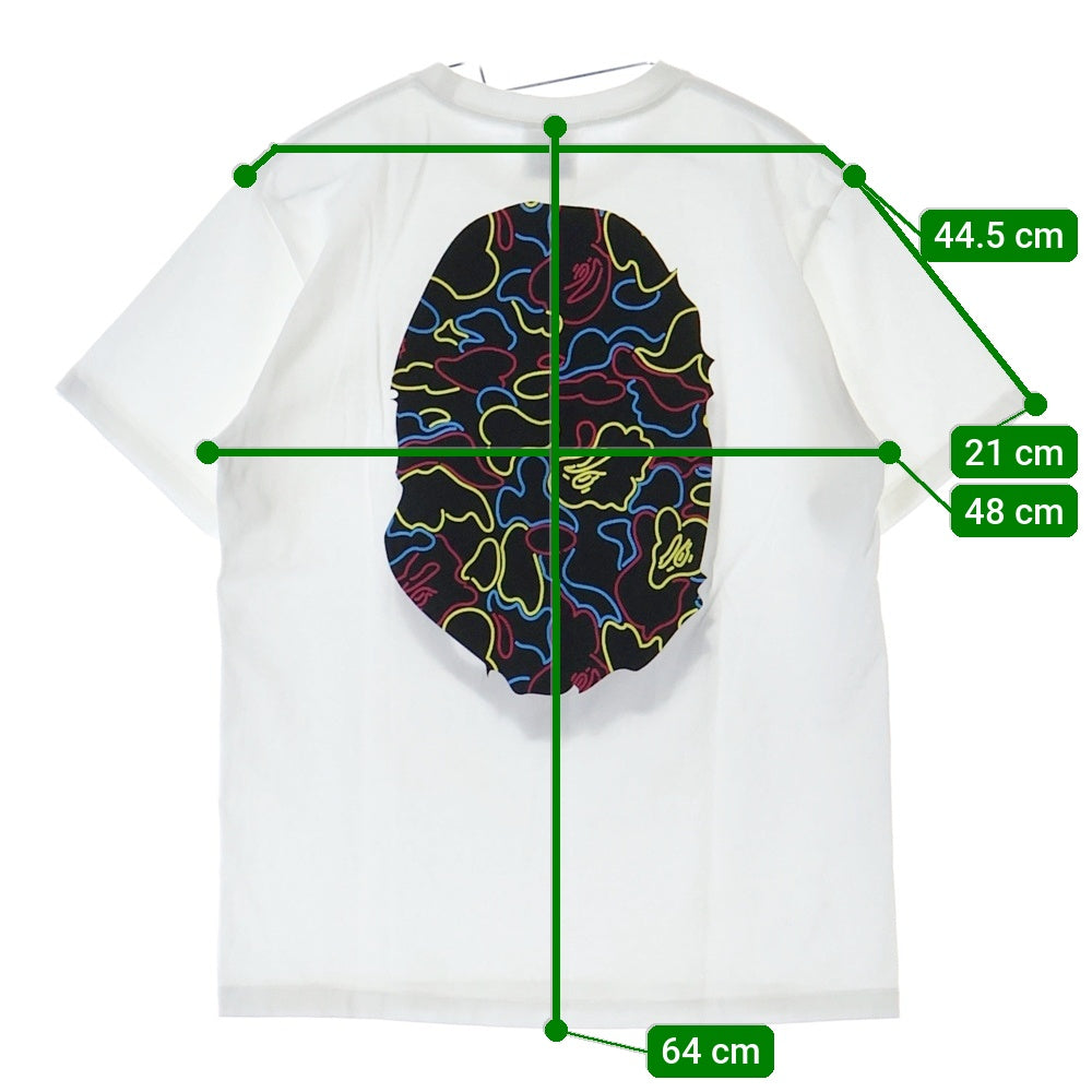 A BATHING APE(アベイシングエイプ) NEON CAMO BIG APE HEAD TEE クルーネック半袖Tシャツカットソー ホワイト 001TEL301039