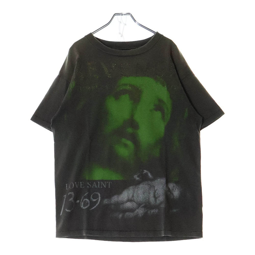 SAINT MICHAEL(セントマイケル) 23SS ×ベルベルジン BJ-SS TEE 両面プリントダメージ加工クルーネック半袖Tシャツカットソー ブラック SM-S23-0000-085