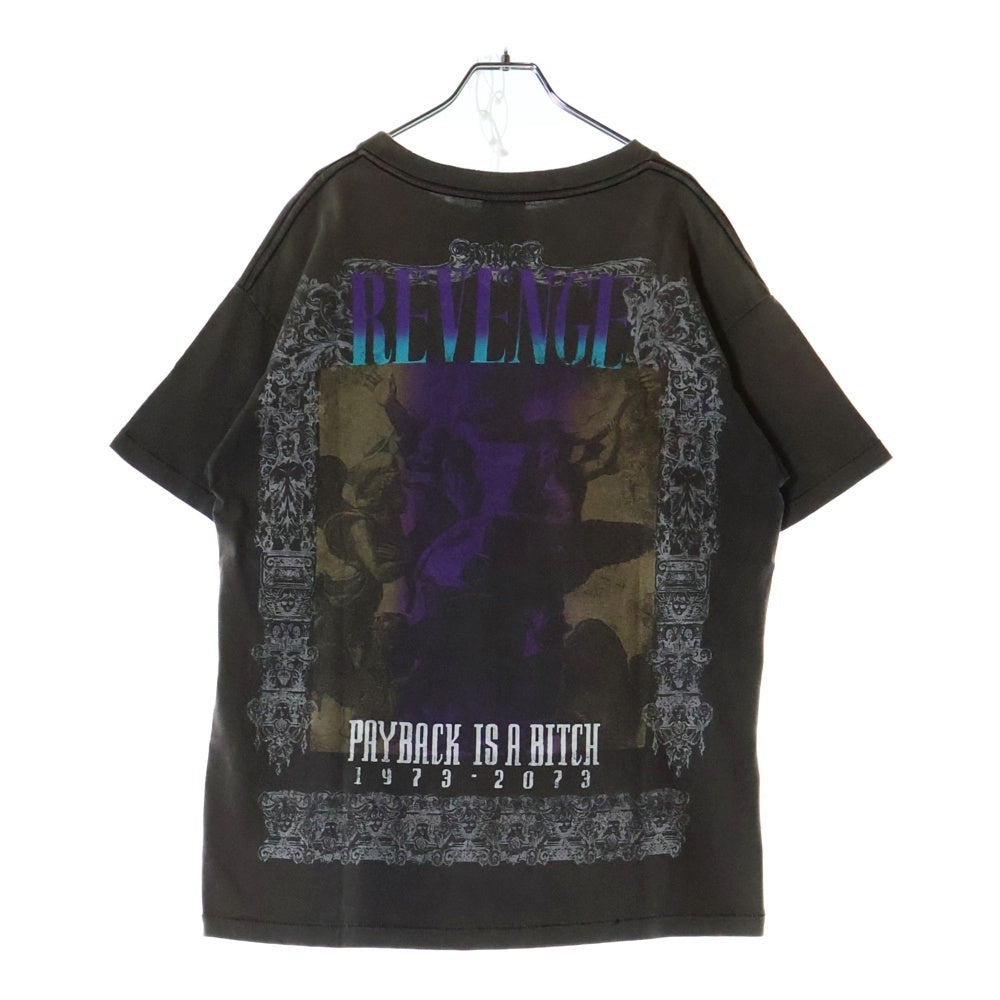 SAINT MICHAEL(セントマイケル) 23SS ×ベルベルジン BJ-SS TEE 両面プリントダメージ加工クルーネック半袖Tシャツカットソー ブラック SM-S23-0000-085