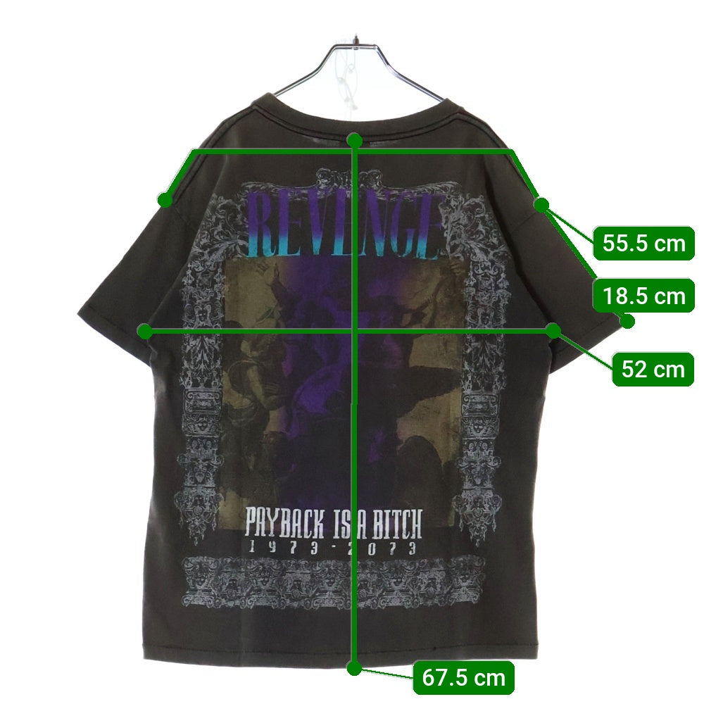 SAINT MICHAEL(セントマイケル) 23SS ×ベルベルジン BJ-SS TEE 両面プリントダメージ加工クルーネック半袖Tシャツカットソー ブラック SM-S23-0000-085