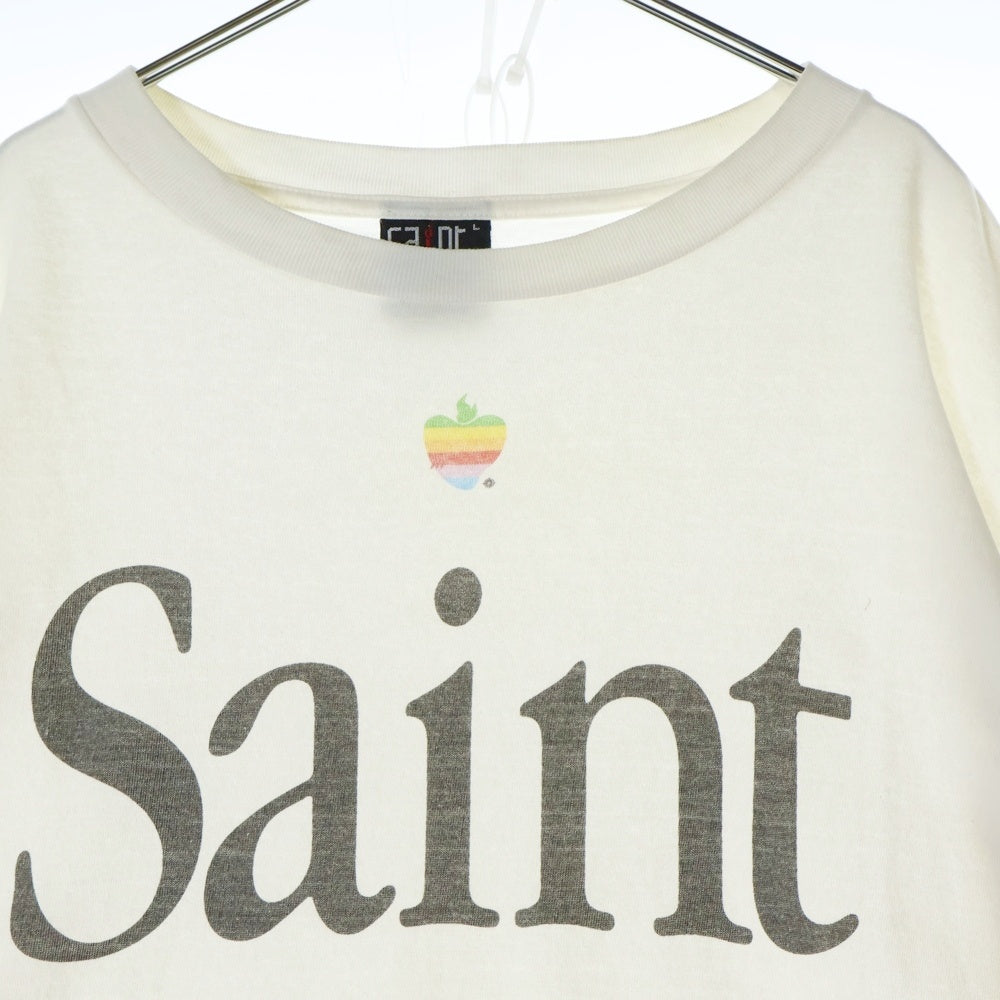 SAINT MICHAEL(セントマイケル) HEART SAINT ハートセント ロゴプリント クルーネック半袖Tシャツカットソー ホワイト SM-A23-000-005