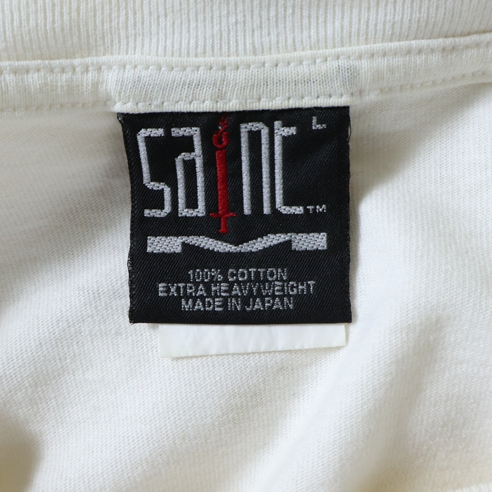 SAINT MICHAEL(セントマイケル) HEART SAINT ハートセント ロゴプリント クルーネック半袖Tシャツカットソー ホワイト SM-A23-000-005