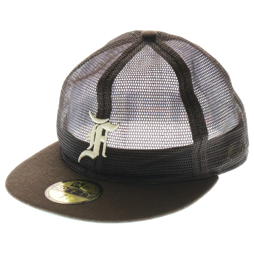 FEAR OF GOD ESSENTIALS(フィアオブゴッド エッセンシャルズ) ×New Era 59FIFTY MESH ×ニューエラ ロゴ刺しゅう メッシュキャップ 帽子 ブラウン