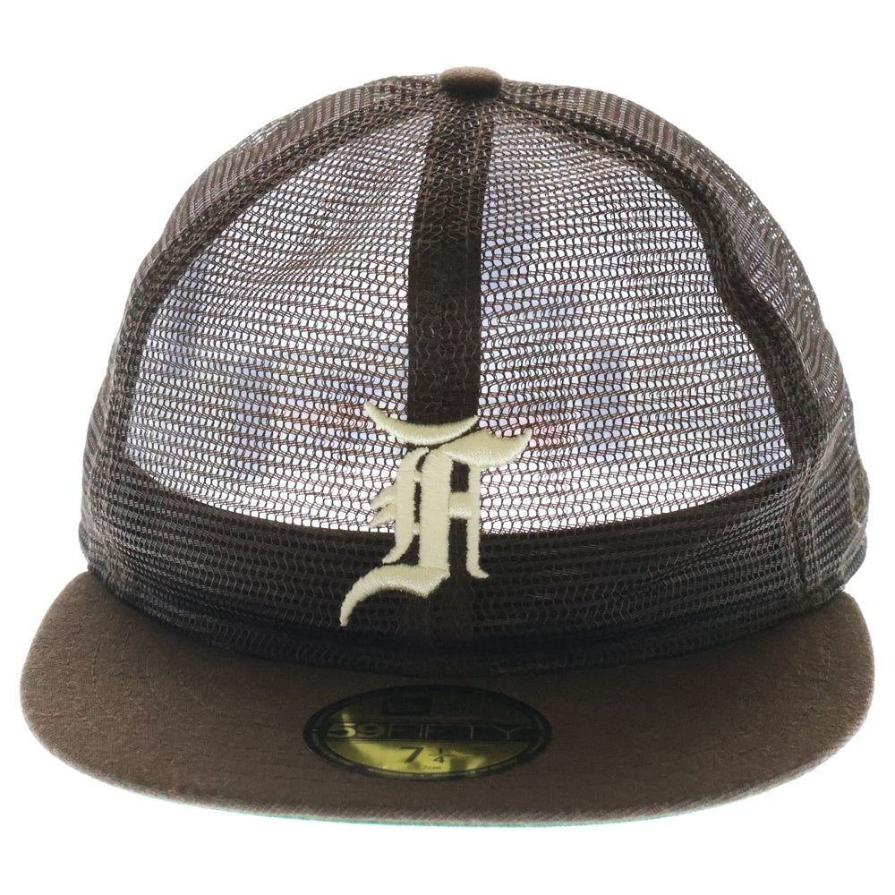 FEAR OF GOD ESSENTIALS(フィアオブゴッド エッセンシャルズ) ×New Era 59FIFTY MESH ×ニューエラ ロゴ刺しゅう メッシュキャップ 帽子 ブラウン