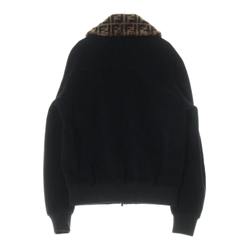 FENDI(フェンディ) WOOL BOMBER JACKET FFロゴ ウールボンバージャケット ブラック/ブラウン FW0123 A9C7