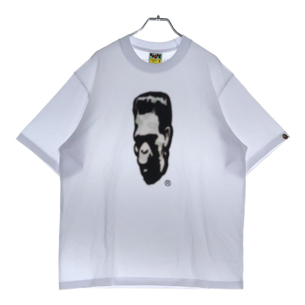 A BATHING APE(アベイシングエイプ) CITY CAMO FRANKENSTEIN RELAXED FUT TEE フロントプリント クルーネック半袖Tシャツカットソー ホワイト 001TEL801317M