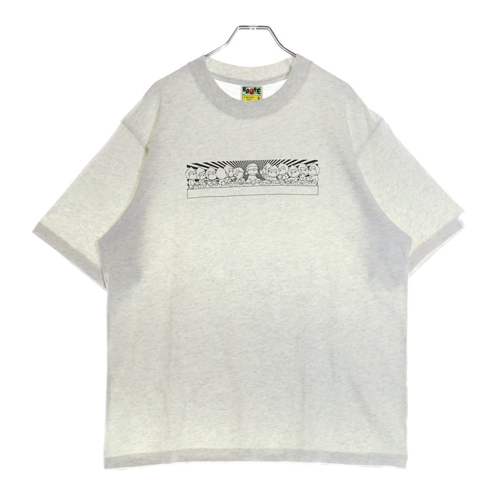 A BATHING APE(アベイシングエイプ) BABY MILO GRAPHIC RELAXED FIT TEE フロントプリント クルーネック半袖Tシャツカットソー グレー 002TEL801302M