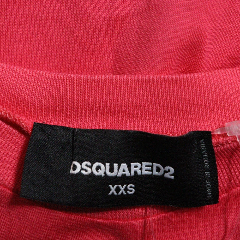 DSQUARED2(ディースクエアード) フロントプリントクルーネック半袖Tシャツカットソー レディース ピンク S72GD0325 S23009