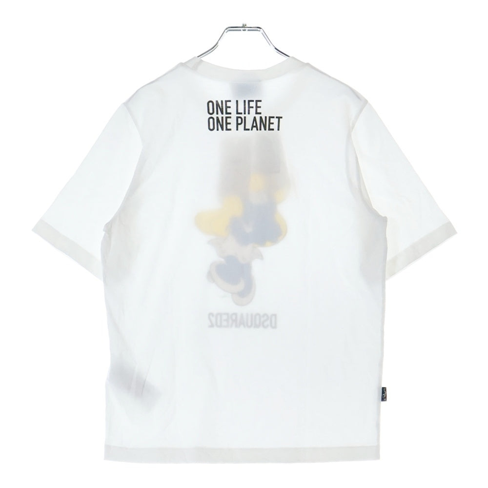 DSQUARED2(ディースクエアード) ×SMURFS フロントプリントクルーネック半袖Tシャツカットソー レディース ホワイト S73GC0287 S24558