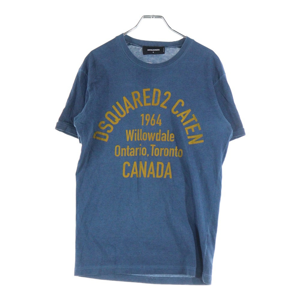 DSQUARED2(ディースクエアード) フロントプリントクルーネック半袖Tシャツカットソー ブルー S71GD0336 S22427