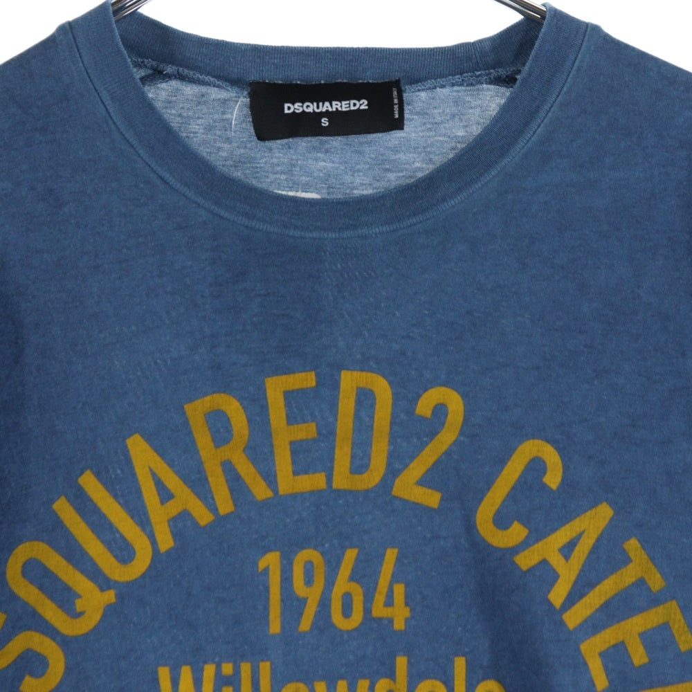 DSQUARED2(ディースクエアード) フロントプリントクルーネック半袖Tシャツカットソー ブルー S71GD0336 S22427