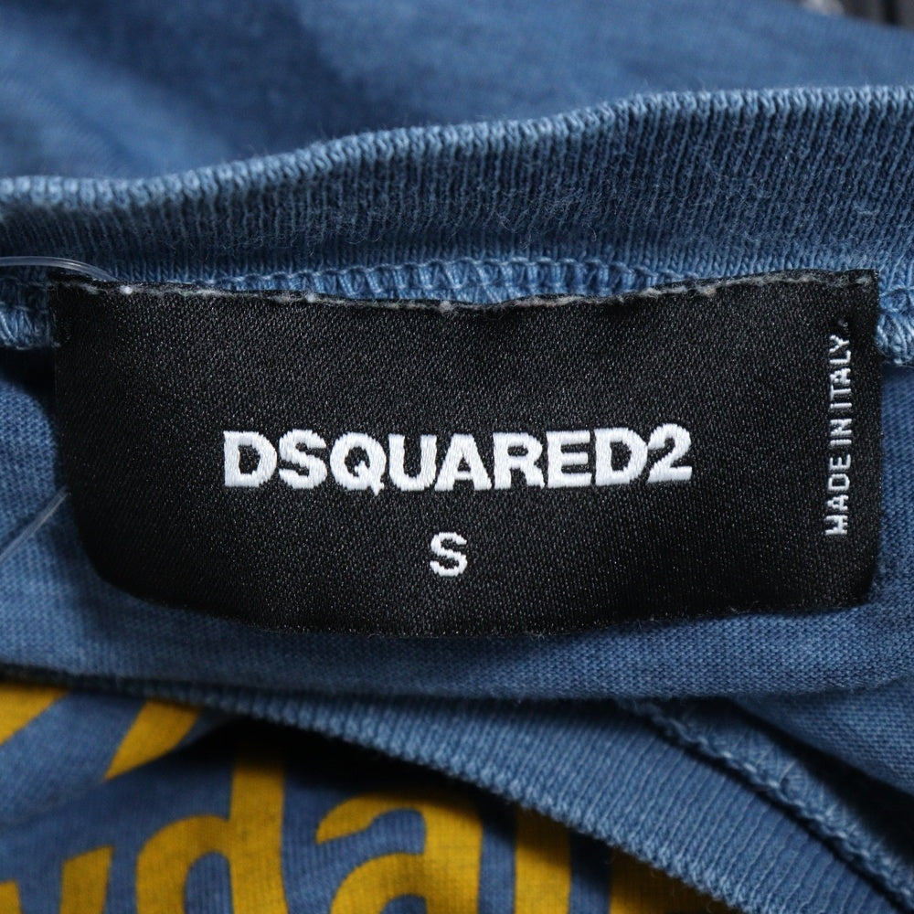 DSQUARED2(ディースクエアード) フロントプリントクルーネック半袖Tシャツカットソー ブルー S71GD0336 S22427