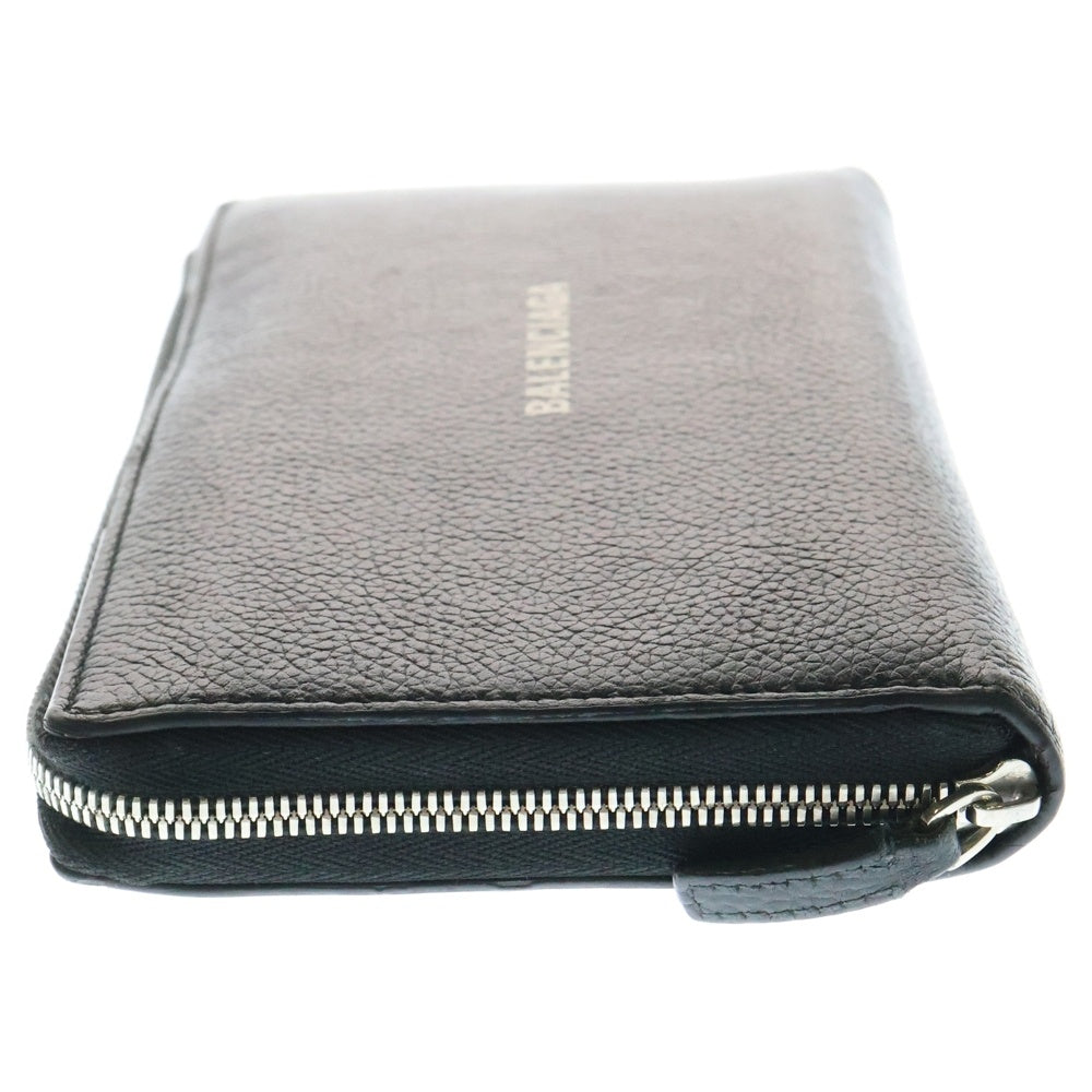 BALENCIAGA(バレンシアガ) CASH CONTINENTAL キャッシュコンチネンタルウォレット ラウンドジップレザーロゴデザイン長財布 ブラック 594317 1IZI3 1090